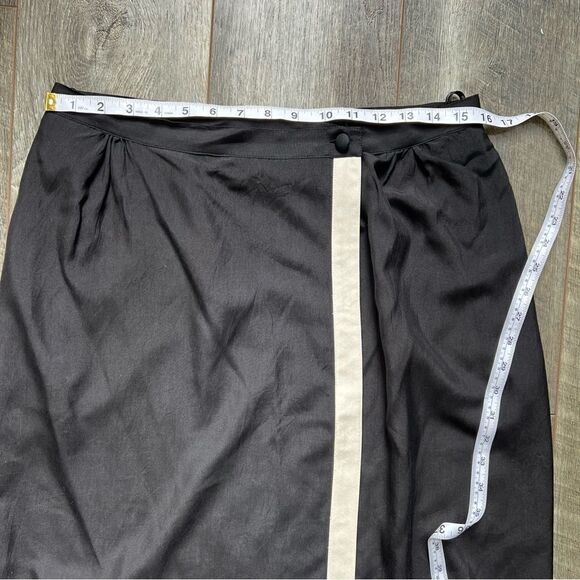 Vintage 1980’s Pia Rucci 100% Silk Wrap Skirt Black and Ivory Size 12 - Picture 6 of 12